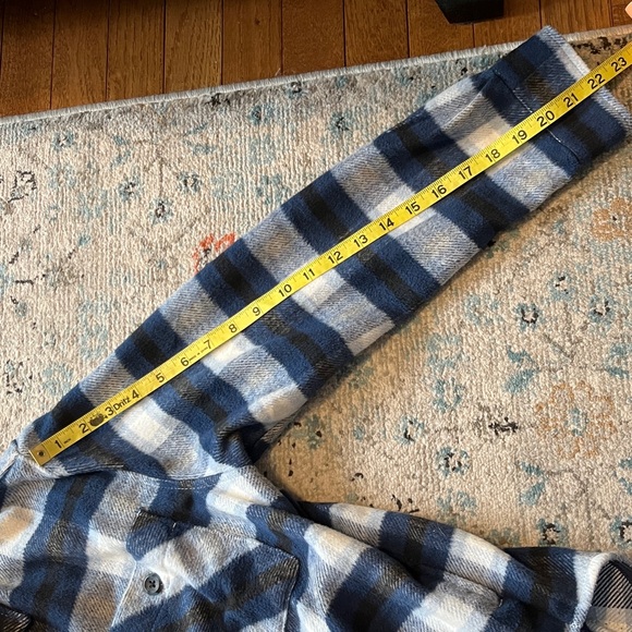 Kensie Blue & Black Plaid Flannel Shacket Pockets - Picture 6 of 15